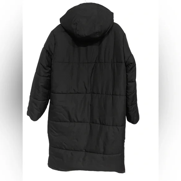 COPY - Dip Puffer Light Weight Jacket Black Long With Side Zippers And Hood Sz L - Picture 3 of 7